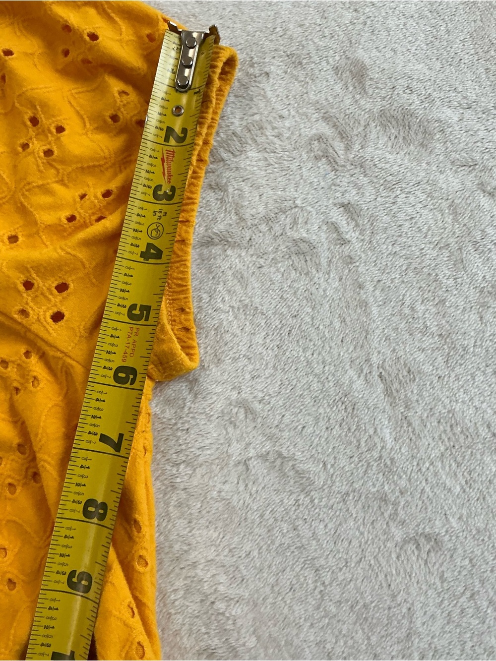 Hollister Smocked Waist Eyelet Embroidery Top Medium - Mustard Puff Sleeve - Picture 8 of 10